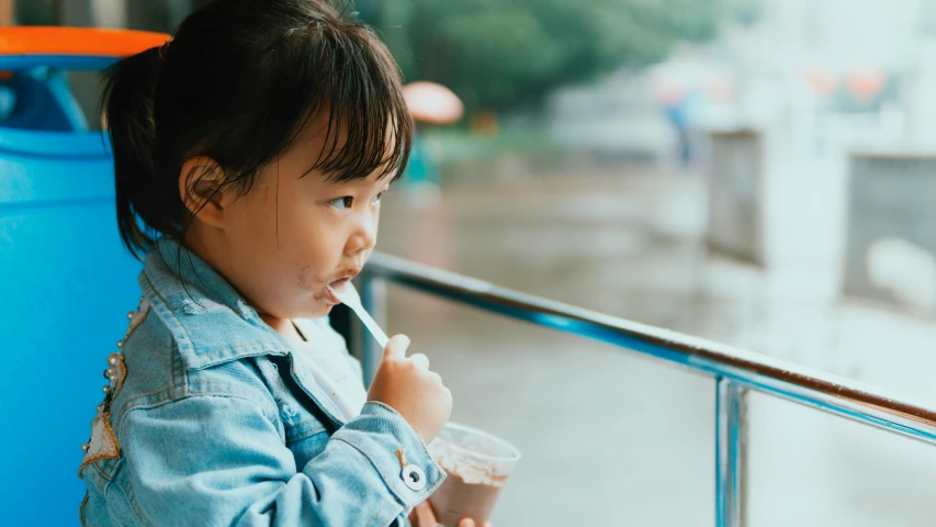 a little girl that is standing in front of a window, eating ice cream, jia ruan, wide neck, avatar image