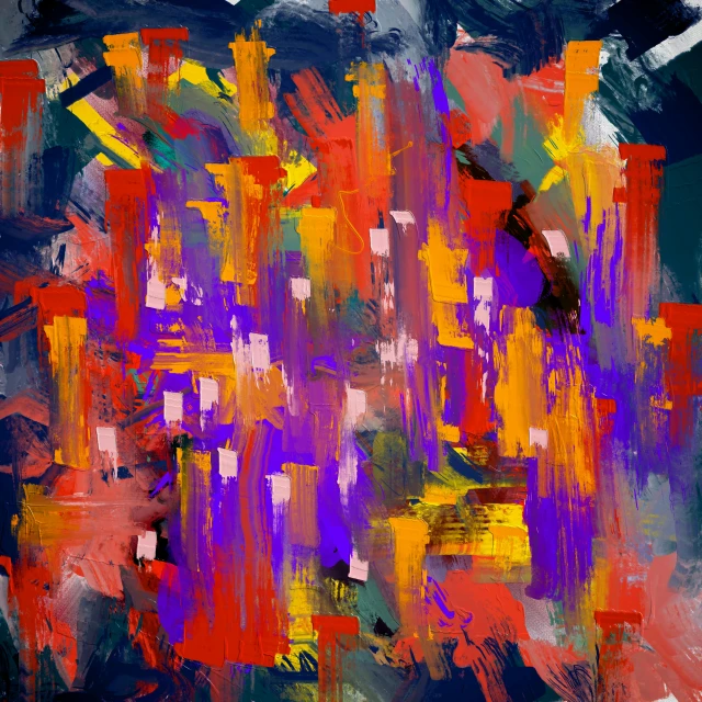 a painting with a lot of colors on it, an abstract painting, pexels, lyrical abstraction, digital art - n 9, deep purple and orange, squares, full of colour 8-w 1024