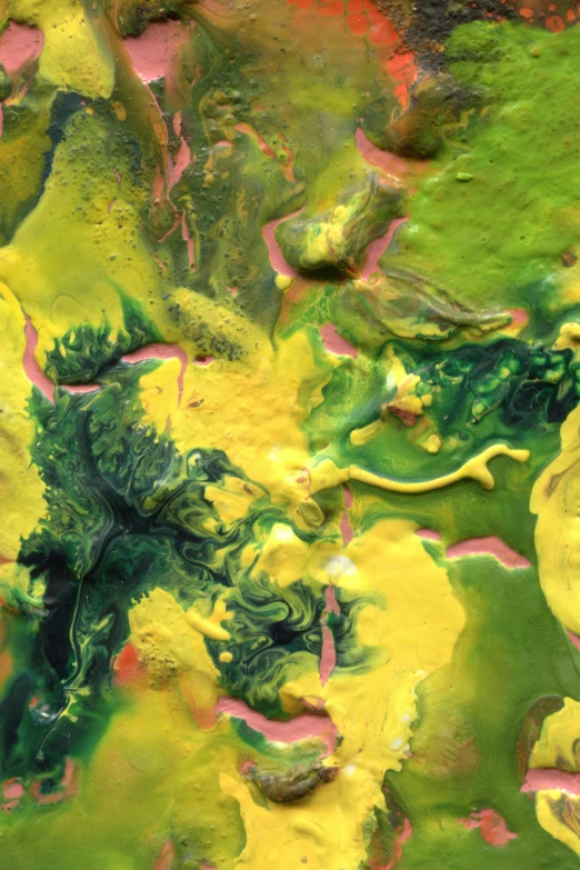a close up of a painting of flowers, inspired by Zao Wou-Ki, satellite view, yellow and green scheme, deep mandelbulb landscape, esa