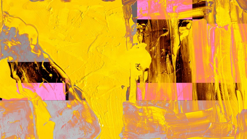 an abstract painting of yellow and pink squares, inspired by Willem de Kooning, digital glitches glitchart, partially gold, abstract landscape, digital painting - n 5