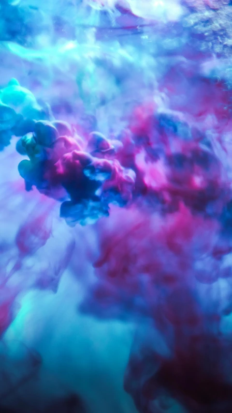 a close up of a purple and blue cloud, inspired by Kim Keever, pexels, magenta and crimson and cyan, smoke filled room, beeple and james jean, redshift houdini