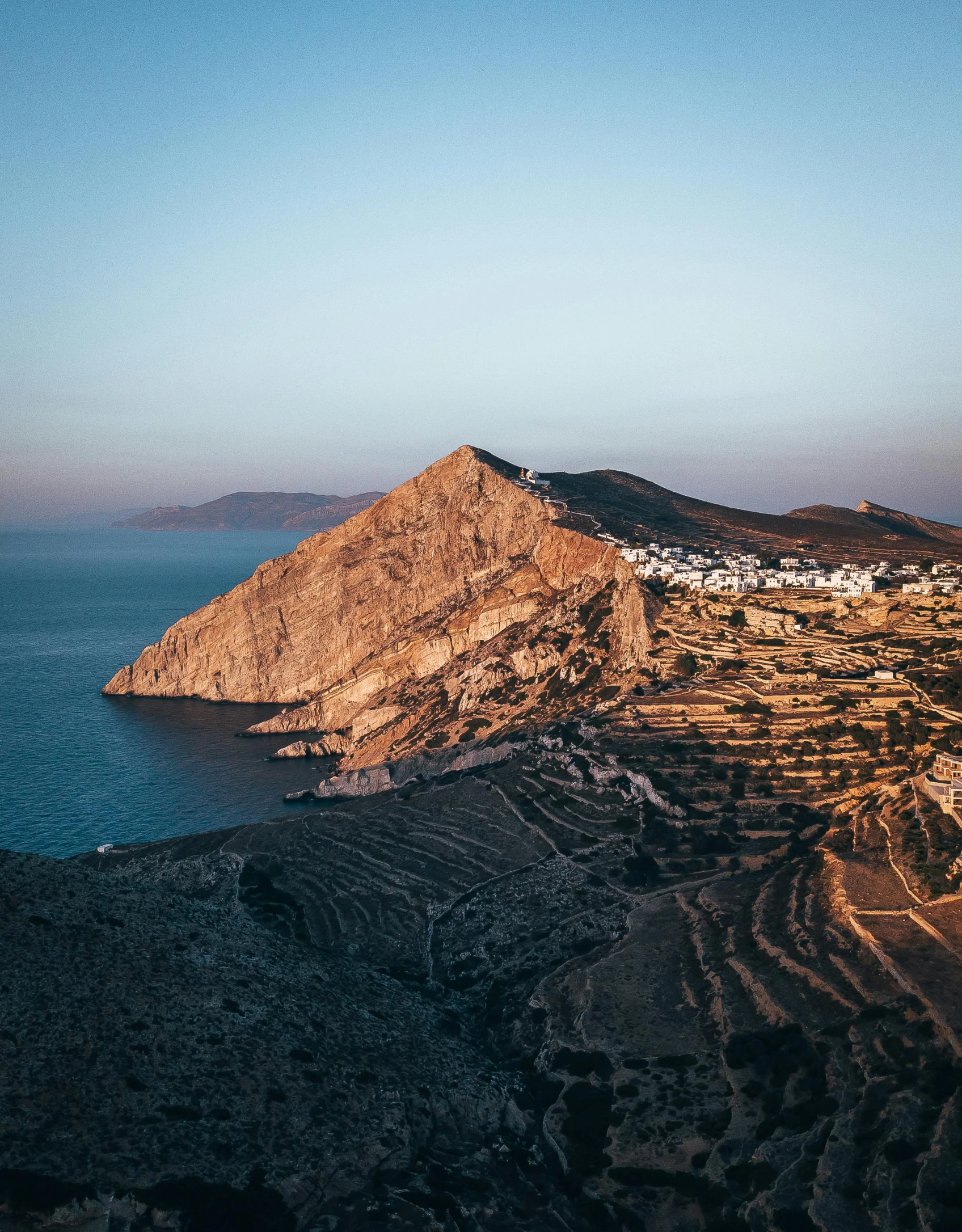 an island in the middle of a body of water, unsplash contest winner, renaissance, greek ethnicity, landslides, taken at golden hour, piroca