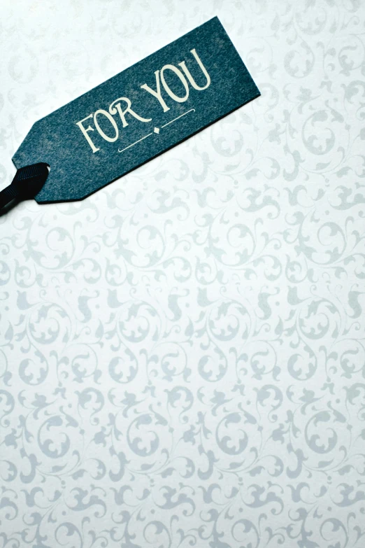 a tag with the words for you on it, inspired by William Morris, private press, white elegant baroque design, wallpaper”, 0, teaser