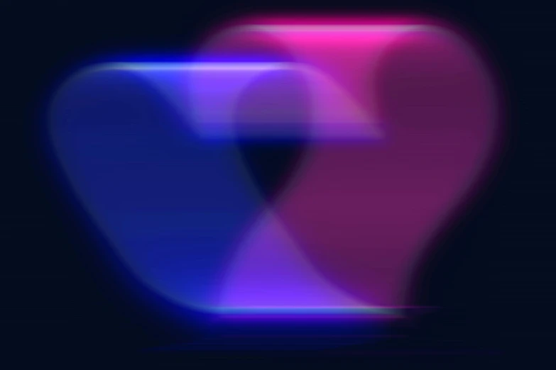 a blue and pink logo on a black background, a hologram, by Sebastian Vrancx, trending on pexels, blurred and dreamy illustration, purple tubes, twin motion, colorful dark vector