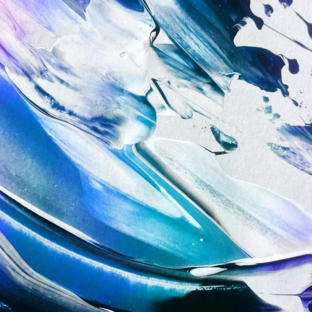 a man riding a surfboard on top of a wave, inspired by Hendrick Goudt, trending on pexels, abstract art, silver dechroic details, blue purple aqua colors, lacquer on canvas, detail