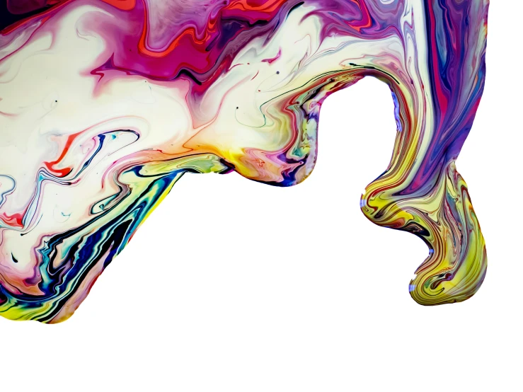 a close up of a colorful object on a white background, trending on pexels, generative art, intricate oil sweeps, pouring, swirls, lacquered