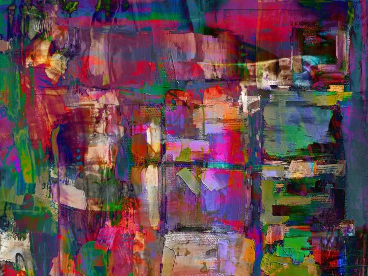 a painting of a group of people standing next to each other, a digital painting, inspired by Richter, panfuturism, abstract blocks, full of colour 8-w 1024, multicolor, neoexpressionism
