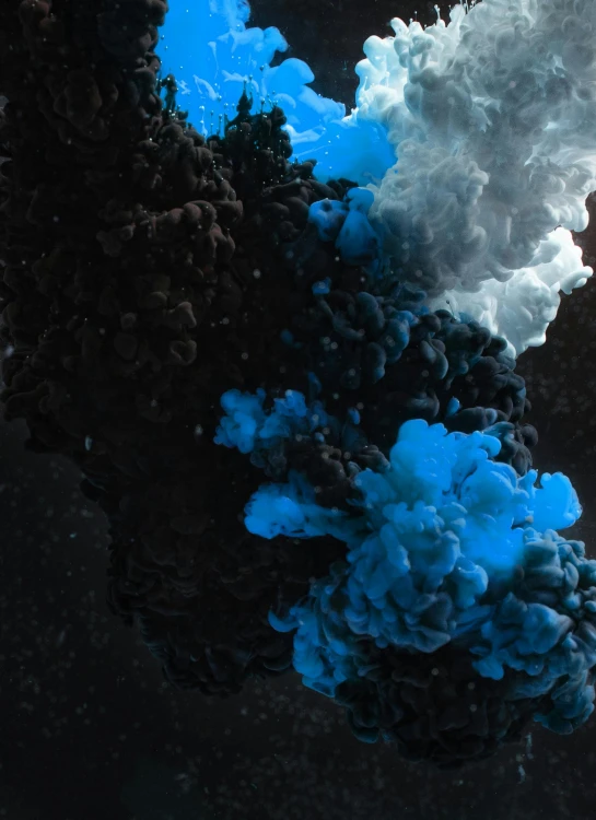 a close up of a blue and black substance, an album cover, inspired by Kim Keever, pexels contest winner, generative art, in style of photogrammetry cloud, :6 smoke grenades, amoled wallpaper, alberto seveso and dan mccaw
