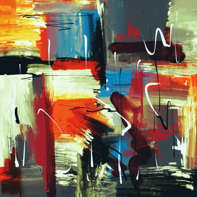 a close up of a painting on a wall, inspired by Hans Hartung, pexels, abstract art, multicolored vector art, square, digital art hi