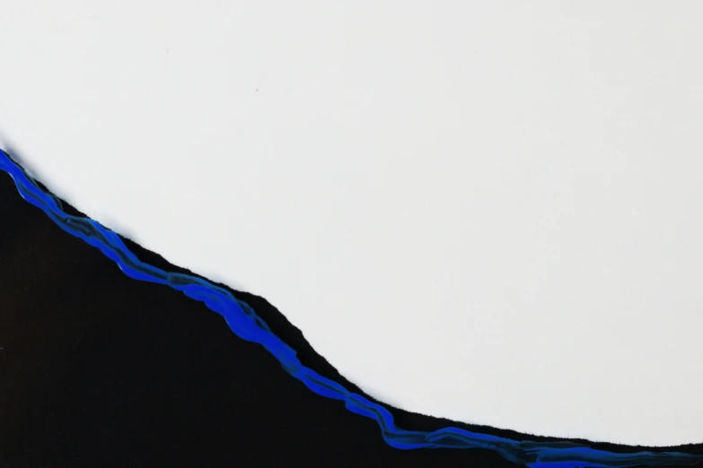 a man flying through the air while riding a snowboard, a minimalist painting, inspired by Lucio Fontana, black and blue, winding rivers, detail, white lava