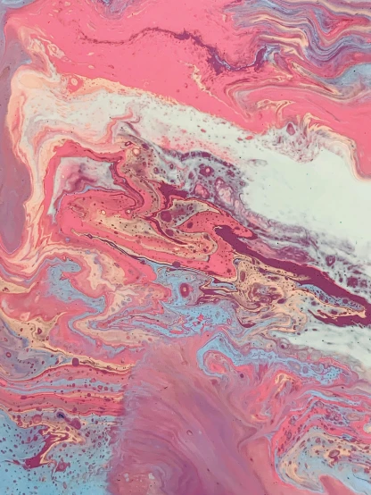 an abstract painting with pink and blue colors, an ultrafine detailed painting, inspired by Yanjun Cheng, trending on unsplash, pink slime everywhere, white lava, while marble, red swirls
