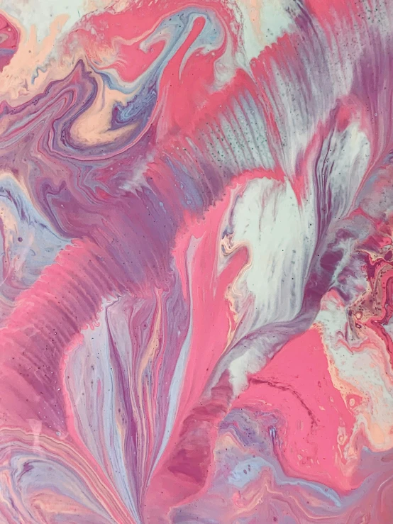 a close up of a painting on a wall, inspired by Yanjun Cheng, trending on unsplash, acrylic paint pour, ((pink)), ilustration, swirly