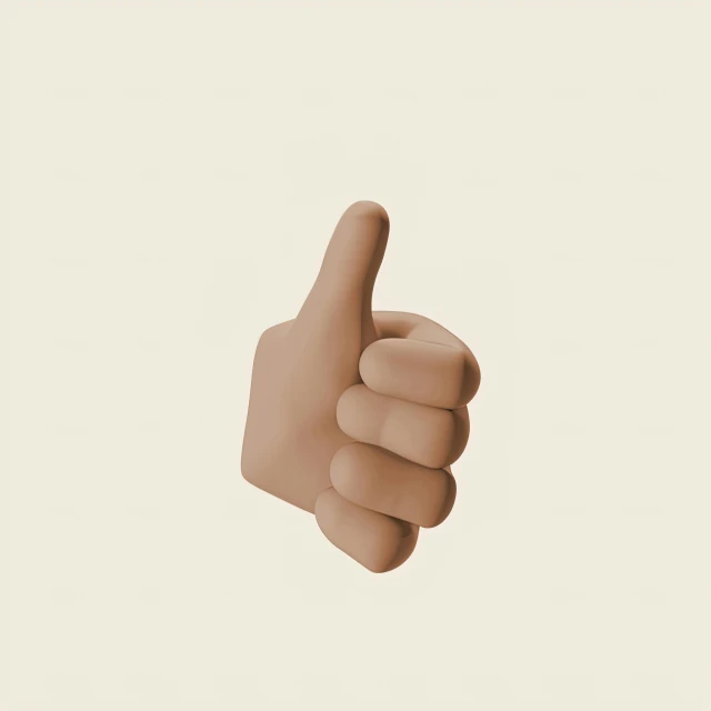 a close up of a person's hand giving a thumbs up, by Lubin Baugin, figuration libre, gradient brown to white, 3 d print, single image, simple illustration