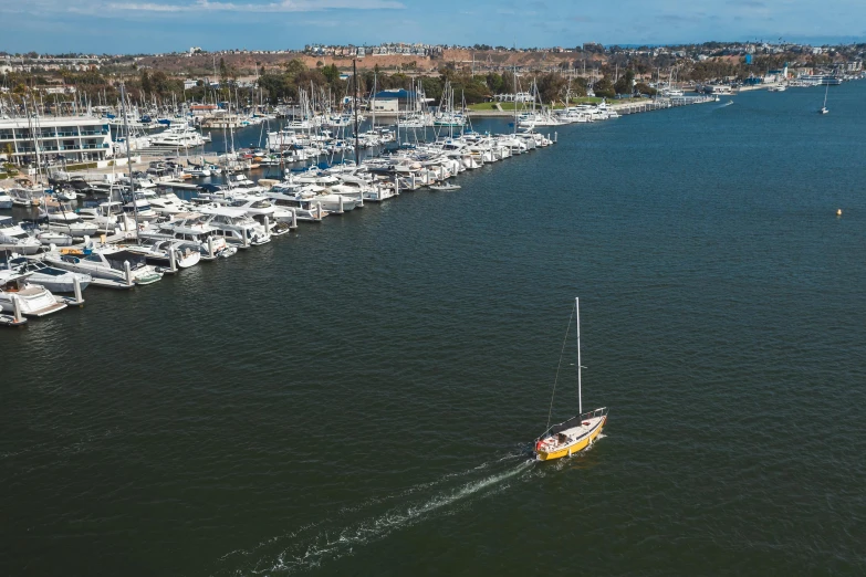 a large body of water filled with lots of boats, by Tom Bonson, pexels contest winner, happening, caulfield, zenith view, thumbnail, 8k quality