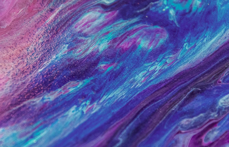 a close up of a purple and blue painting, trending on pexels, colourful slime, metallic galactic, album, swirly