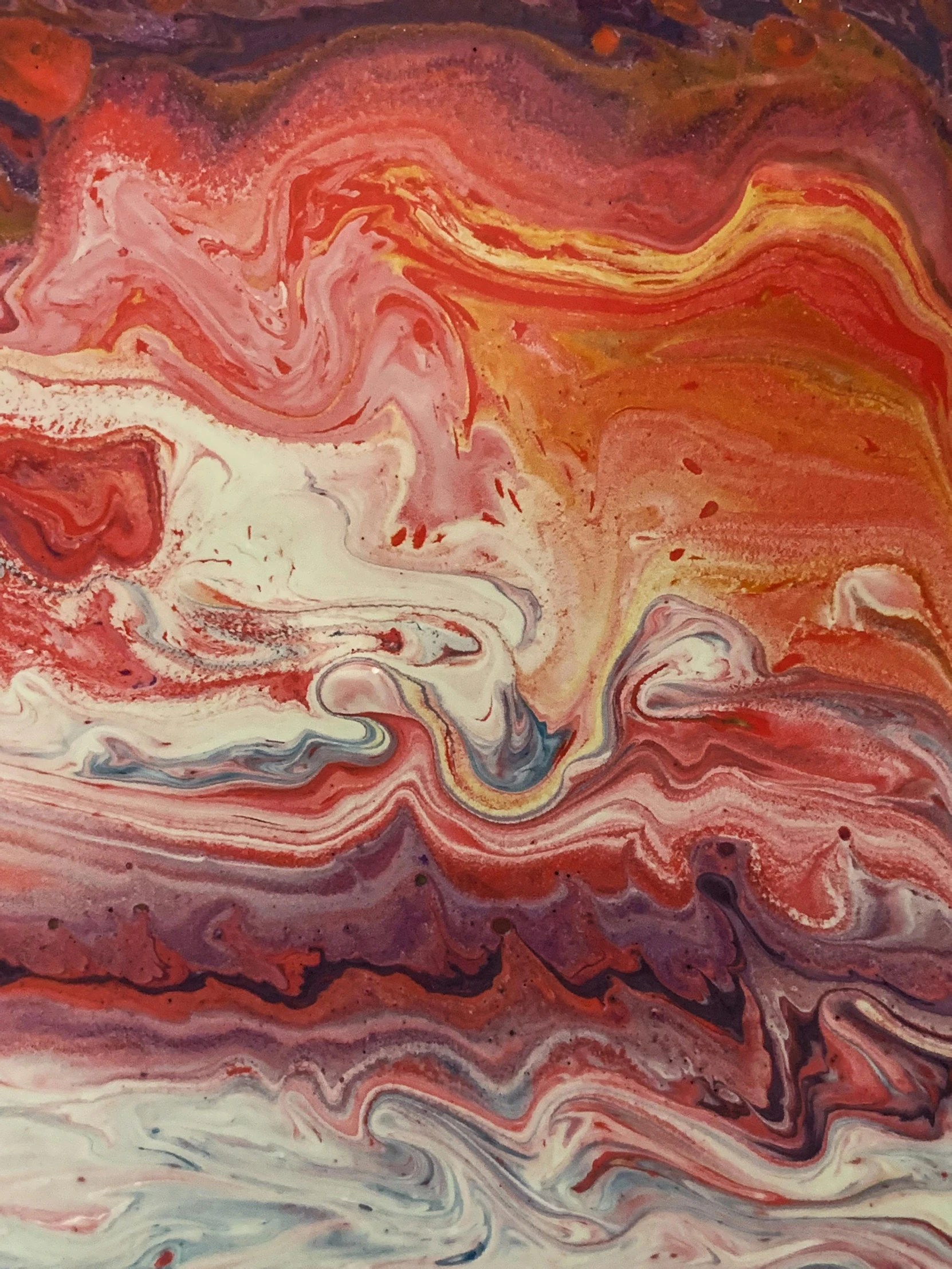 a close up of a painting of a wave, inspired by James Barry, unsplash, abstract art, red and purple coloring, colored marble, ilustration, an ai generated image