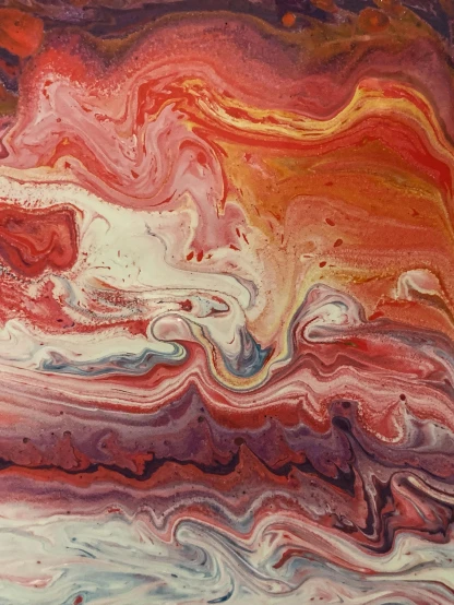 a close up of a painting of a wave, inspired by James Barry, unsplash, abstract art, red and purple coloring, colored marble, ilustration, an ai generated image