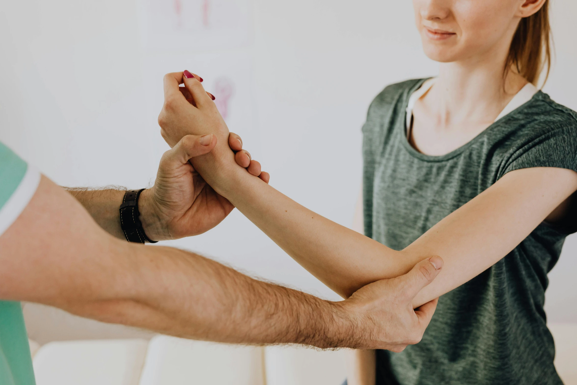 a man and a woman holding hands in a room, nerves and muscles, from the elbow, lachlan bailey, profile image