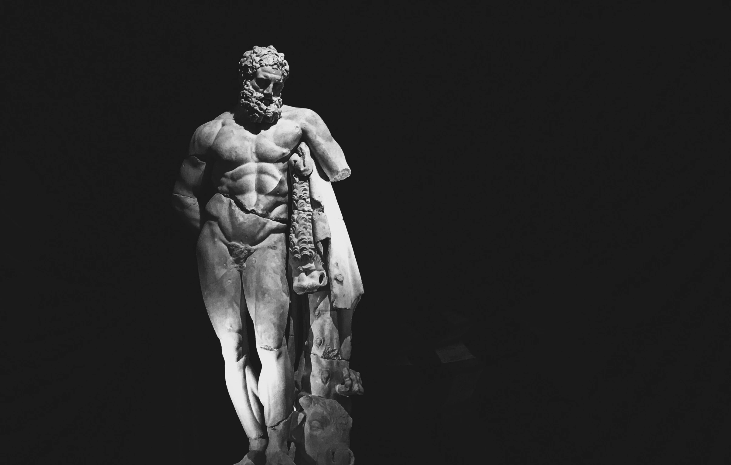 a black and white photo of a statue, inspired by Hercules Seghers, pexels contest winner, beautiful!!!! museum photo, neon roman, instagram picture, macho