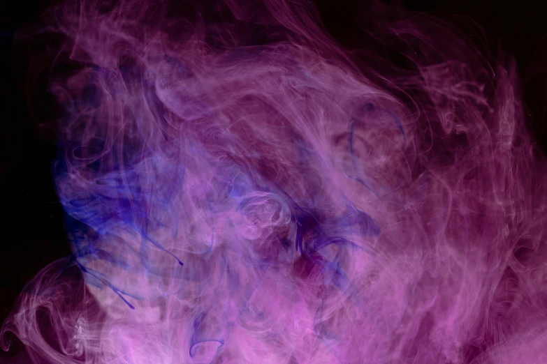 a close up of smoke on a black background, an album cover, pexels, abstract expressionism, purple and pink, videogame still, smoke under the ceiling, purplish space in background