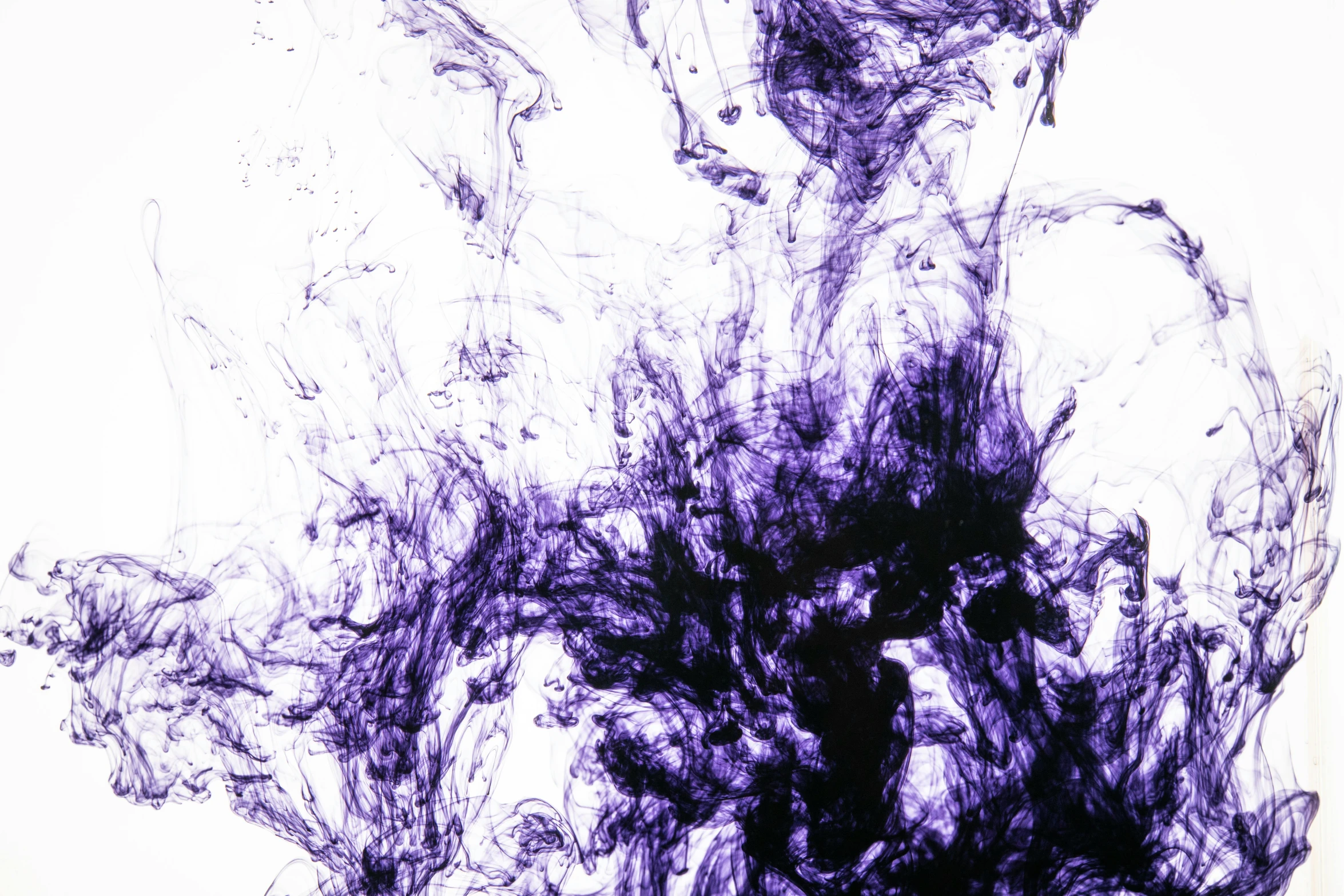 a black and white photo of smoke in the air, an abstract drawing, inspired by Yves Klein, pexels, generative art, second colours - purple, ink on paper, liquid glass, low detail