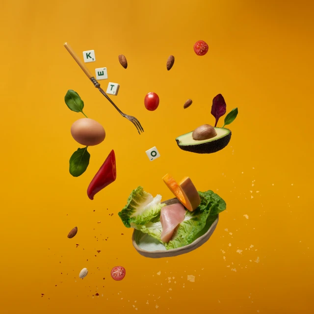 a plate that has some food on it, a picture, by Andries Stock, pexels contest winner, photorealism, floating particles, avocado and cheddar, playful composition, key art