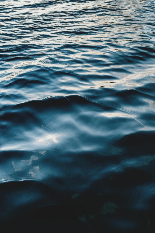 a body of water with a boat in the distance, an album cover, unsplash, renaissance, water ripples, dark blue water, flirting, wavy