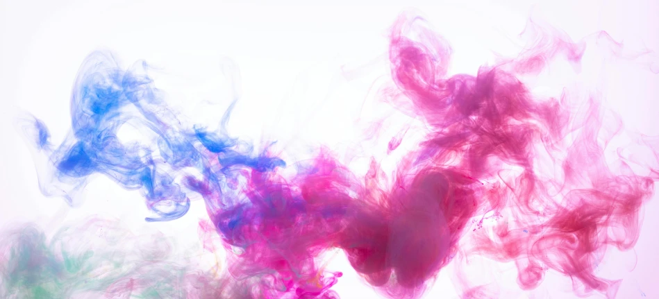 a close up of colored ink in water, pexels, pink smoke, set against a white background, multicoloured, teamlab