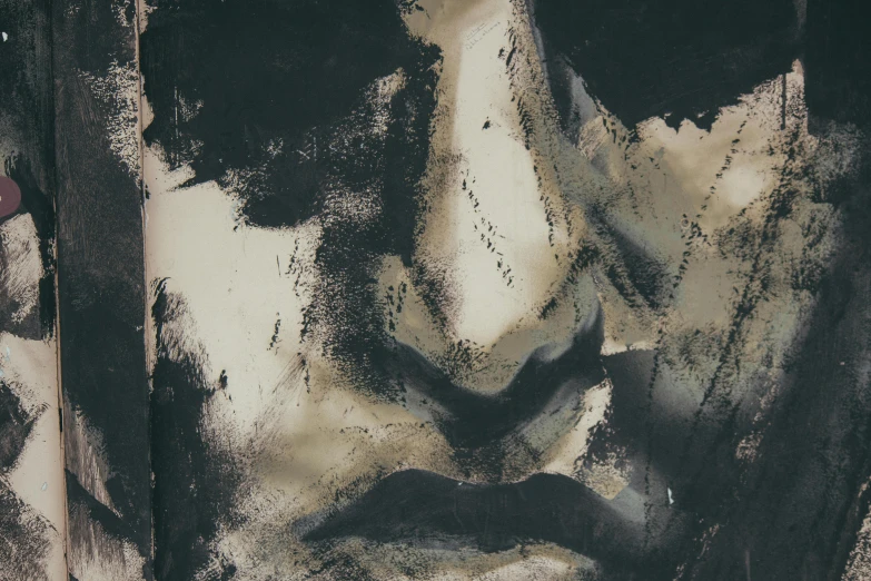 a black and white drawing of a man's face, trending on pexels, modern european ink painting, ink and muted colours on silk, grungy woman, neck zoomed in from lips down, on dark paper