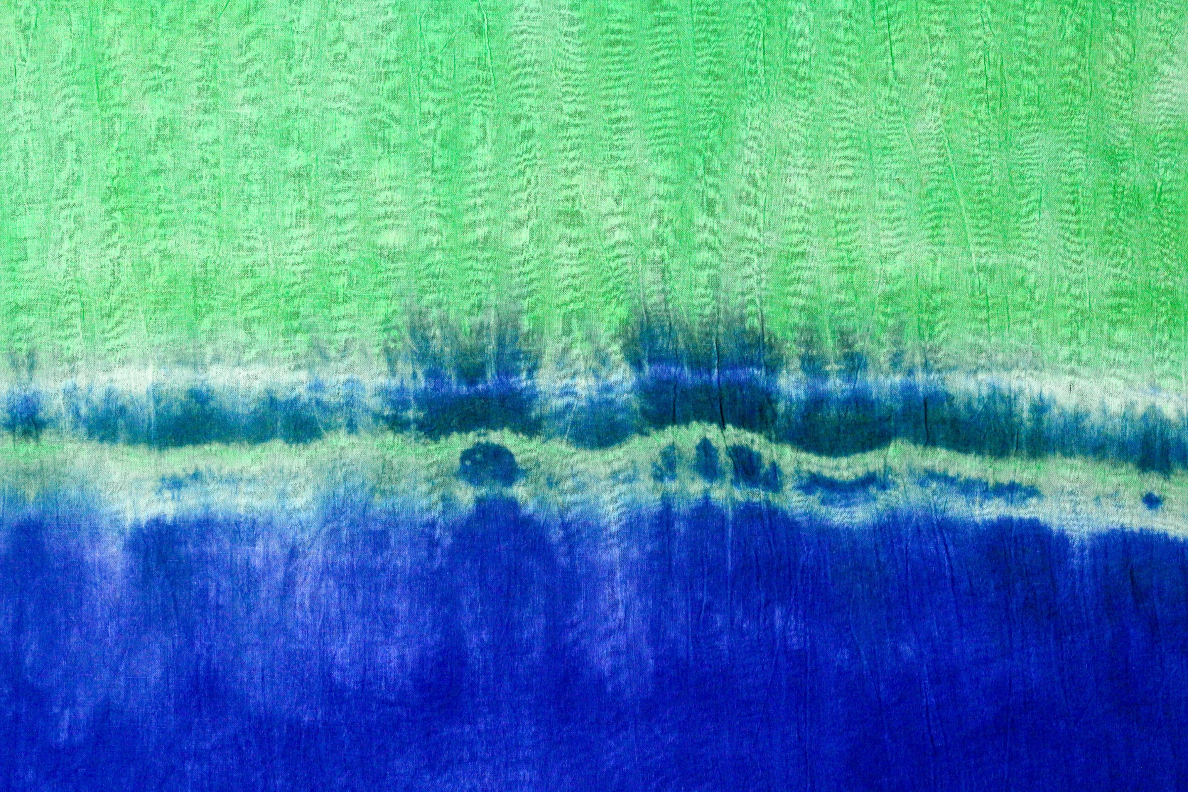 a painting of a large body of water, an album cover, inspired by Zao Wou-Ki, flickr, lyrical abstraction, fabrics textiles, blue and green rainbow fire, lapis lazuli gradients, synthetic polymer paint on linen