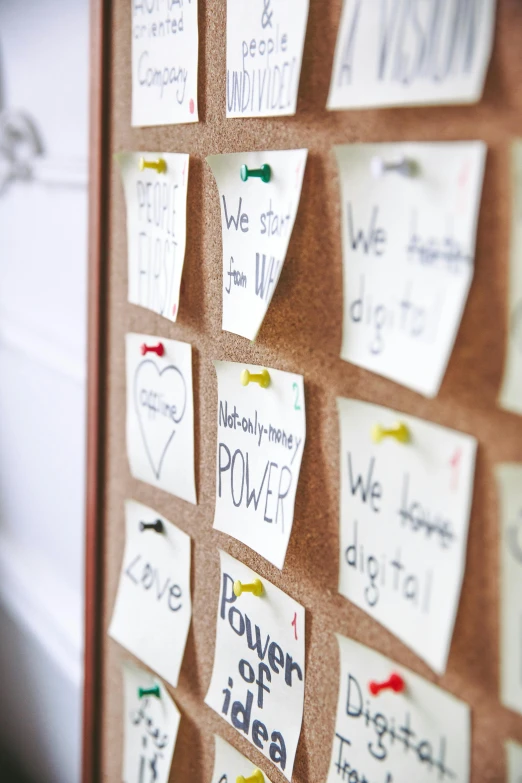 a bulletin board with post it notes attached to it, stick and poke, medium close up, love craft, hardware