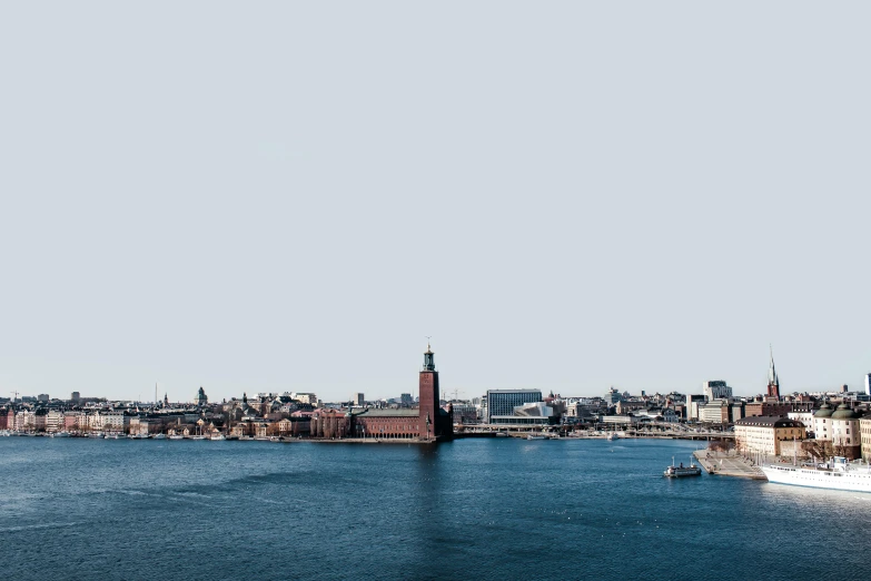 a large body of water next to a city, by Jesper Knudsen, pexels contest winner, hurufiyya, ikea, promo image, plain background, varying locations