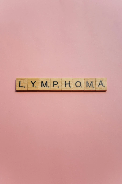 a scrabble spelling the word lymphma on a pink background, an album cover, trending on unsplash, synchromism, 256x256, tumors, pyrography, - 9