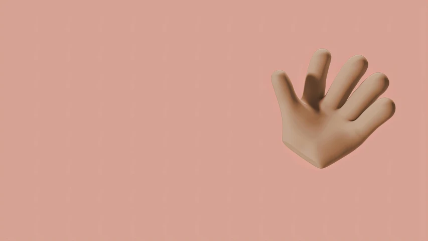 a close up of a person's hand on a pink background, inspired by Sarah Lucas, trending on unsplash, low - poly 3 d model, giving the middle finger, houdini 3 d render, light tan