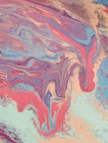a close up of a painting on a surface, inspired by Yanjun Cheng, trending on unsplash, generative art, liquids, pastelwave, album cover, /r/earthporn