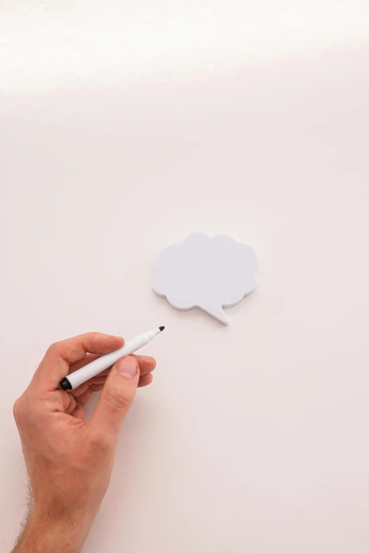 a person writing on a white board with a marker, trending on unsplash, conceptual art, speech bubbles, 256x256, white fluffy cloud, on a pale background