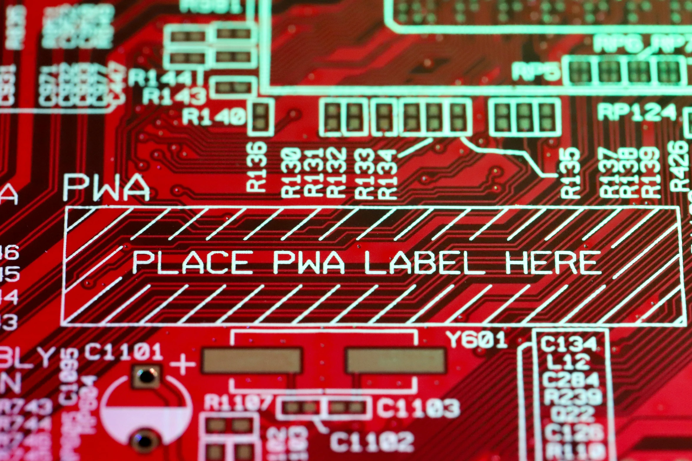 a close up of a printed circuit board, an album cover, by Linda Sutton, pexels, fire warning label, blueprint red ink, avatar for website, plotter