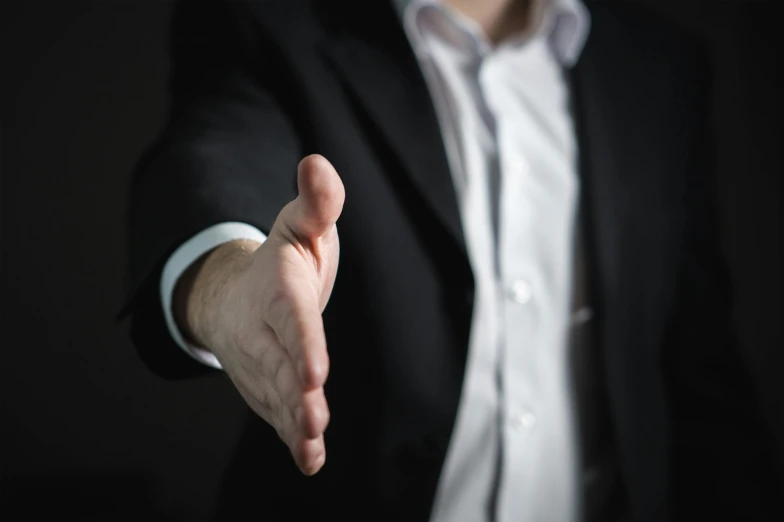 a man in a suit holding out his hand, pexels contest winner, renaissance, avatar image, sales, vendors, single image