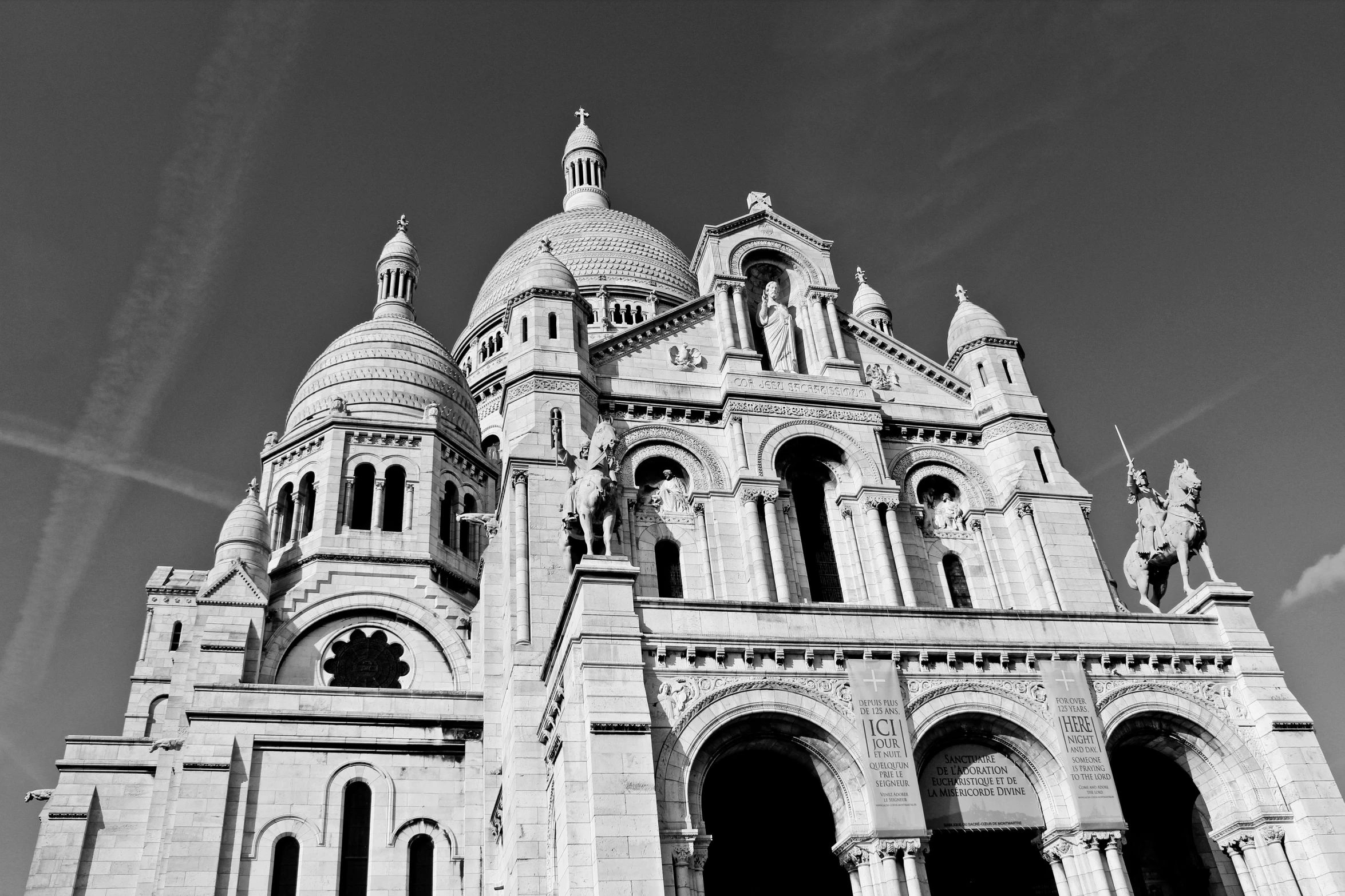 a black and white photo of a church, a black and white photo, pexels contest winner, paris school, made of marble, christian saint, icon black and white, brown