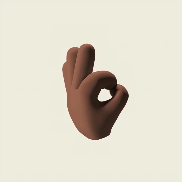 a close up of a person's hand making a peace sign, inspired by Lubin Baugin, 3d product, chocolate, behance lemanoosh, emote
