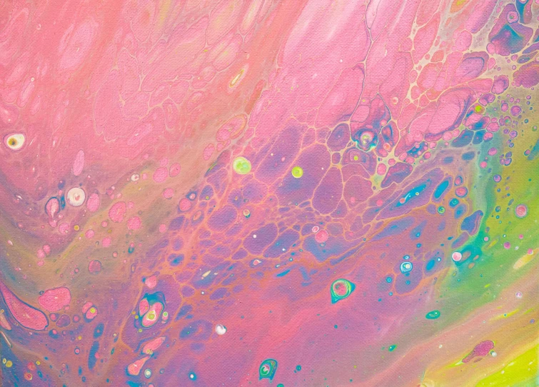 a painting with lots of different colors on it, unsplash, metaphysical painting, pastel cute slime, shades of pink, bubbly, album cover
