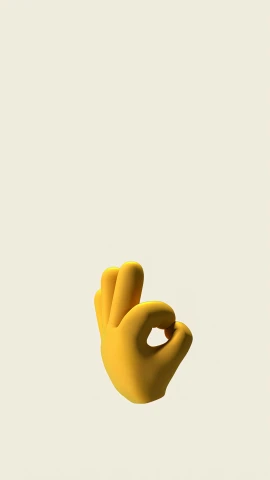 a close up of a person's hand making a peace sign, by Jean-Yves Couliou, postminimalism, 3 d pixar, yellow, q, ffffound