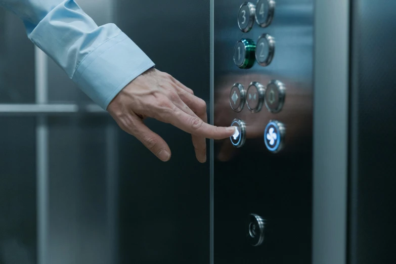 a close up of a person pressing a button on an elevator, private press, exploration, avatar image, thumbnail, industries