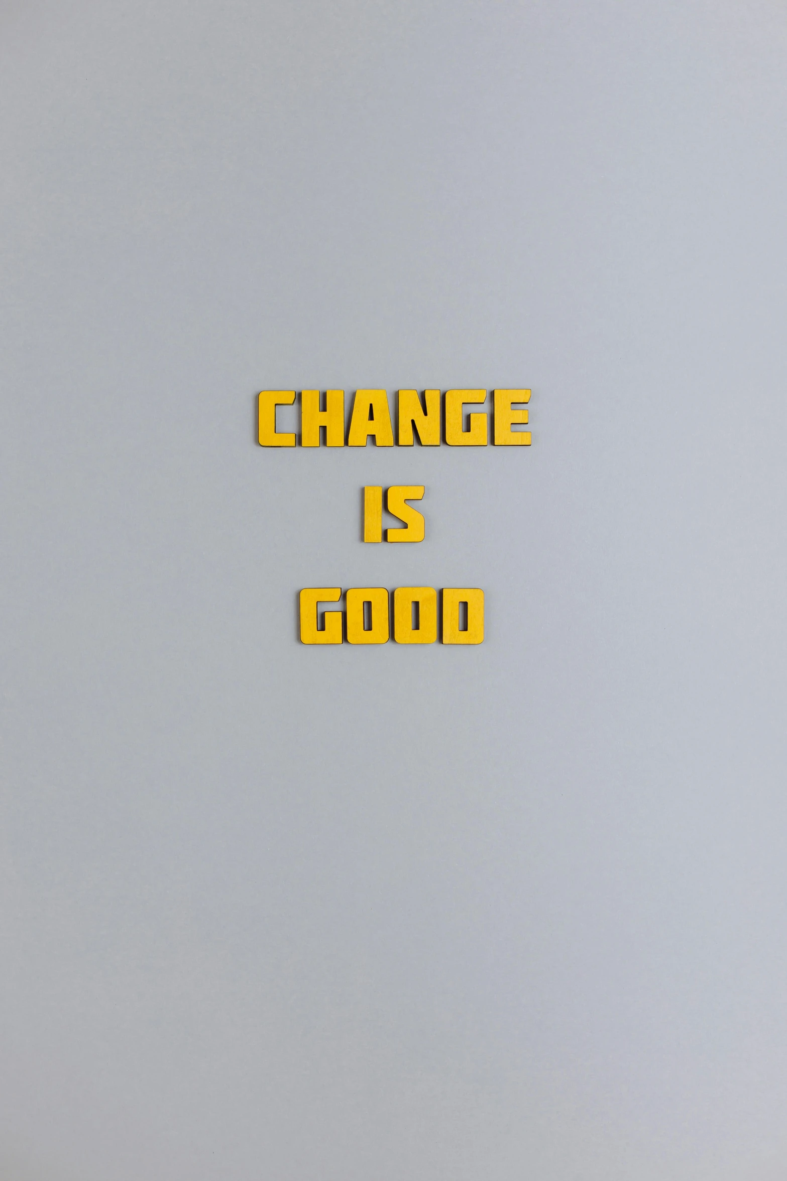 a picture of a sign that says change is good, an album cover, inspired by Edward Ruscha, trending on unsplash, ffffound, yellow, profile picture, press shot