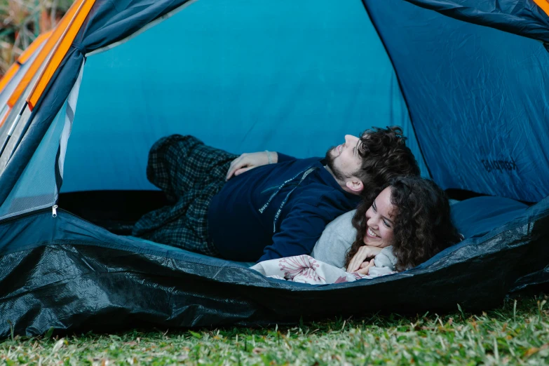 a man and a woman laying in a tent, cynthwave, profile image, te pae, 2 people