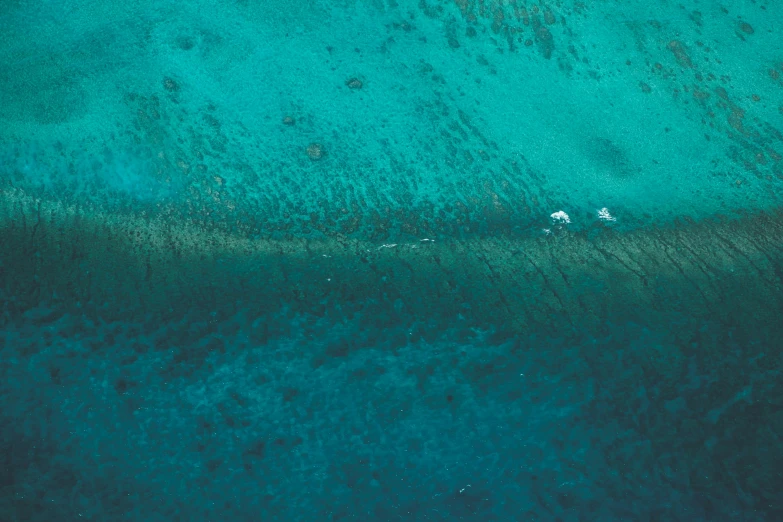 an aerial view of a large body of water, by Peter Churcher, unsplash contest winner, coral sea bottom, 2 people, textured, slightly pixelated