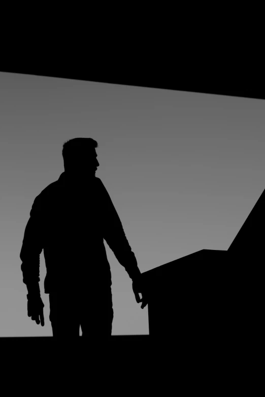 a man that is standing in the dark, vector art, by Felix-Kelly, pianist, monochrome 3 d model, in dayz, siluettes