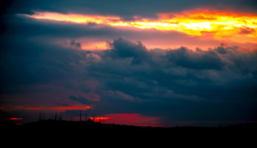 the sun is setting behind the clouds in the sky, by Adam Marczyński, pexels contest winner, romanticism, deep colours. ”, electric sky, landscape photo, post processed