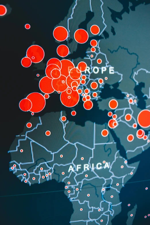 a map with a lot of red dots on it, pexels, happening, refugees, detailed photo of virtual world, emergency countermeasures, official screenshot