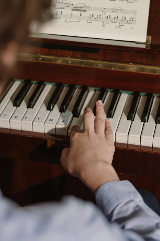 a close up of a person playing a piano